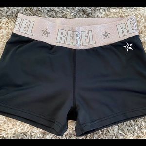 Black/pink sparkle Rebel shorts